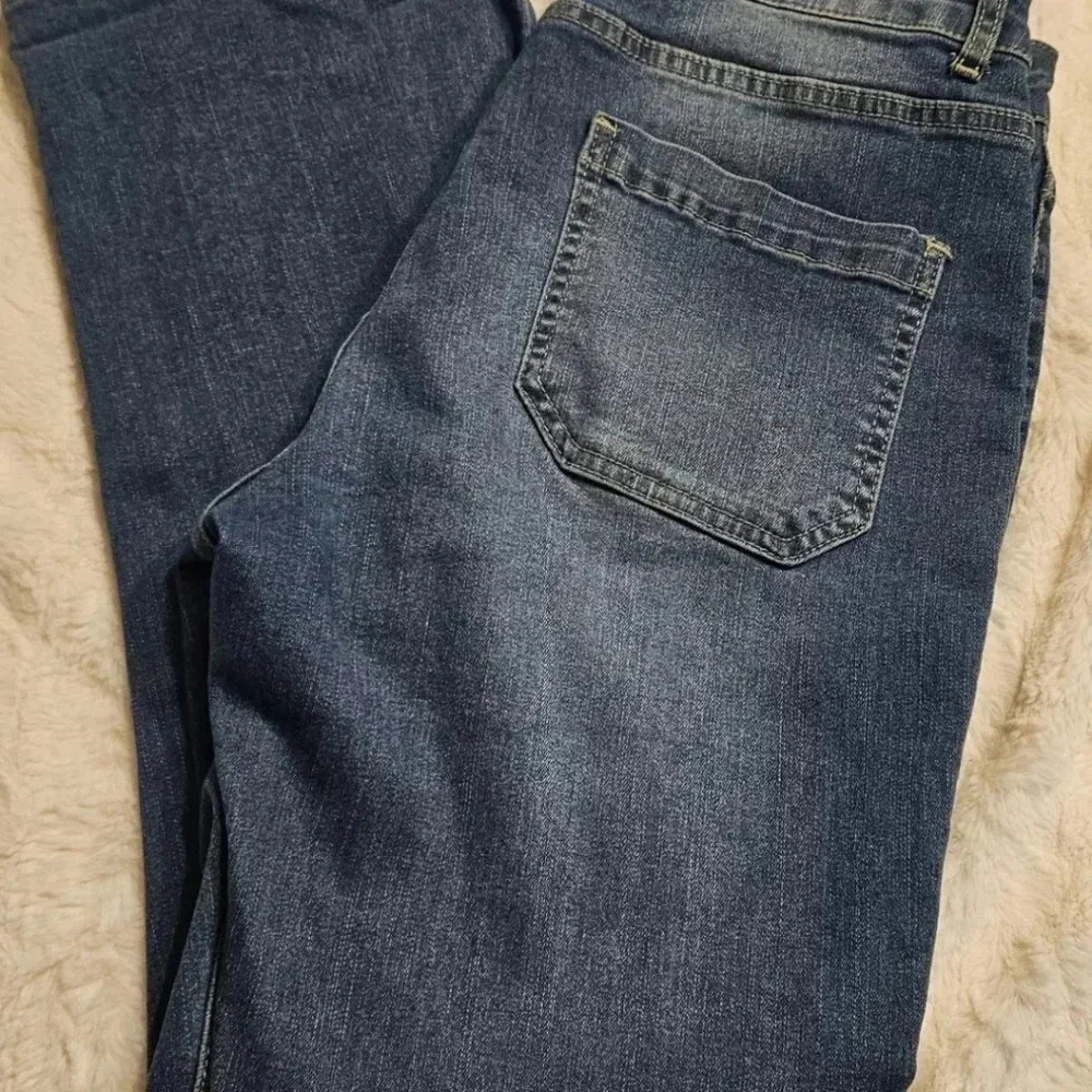 Women Medium Blue Button Fly Skinny Jeans Front Pocket Stretch Women's Sz M - Picture 4 of 10